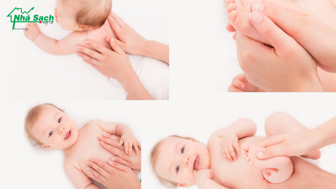 Bố mẹ có thể sử dụng các loại dầu thơm nhẹ nhàng và massage cho bé từ từ, nhẹ nhàng để bé cảm thấy thoải mái